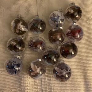 Clear Plastic Bird Ornaments.  -